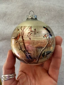 1975 Christmas Marsh Ornament Wildlife Federation Birds USA Glass Vintage - Picture 1 of 7