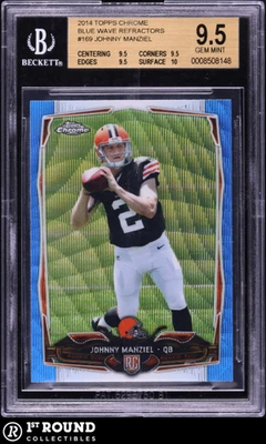 Johnny Manziel RC BGS 9.5: 2014 Topps Chrome Blue Wave Refractors Rookie #169 - Image 1 of 3