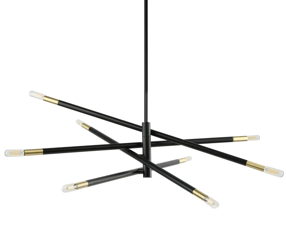 Lámpara de araña Dainolite WAN-548P varita 8 luces 50" W Sputnik - negra Foto 1 de 4