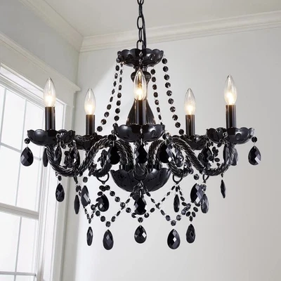Saint Mossi Modern K9 Crystal Chandelier,Black Chandelier with 5 Lights E12 B... Foto 1 de 4