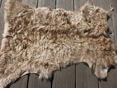 sheepskin leather Toscana hide Cream Tipped Rust long wavy laser cut Shag Hair - Image 1 of 4