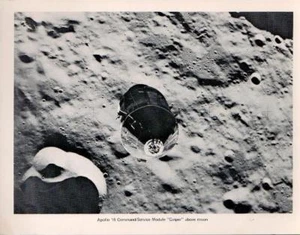 8 X 10" PHOTO LITHOGRAPH APOLLO 16 COMMAND/SERVICE MODULE CASPER ABOVE MOON VGC - Picture 1 of 1