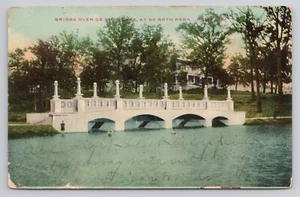 Bridge Over De Soto Lake at De Soto Park Rome Georgia 1909 Postcard - Picture 1 of 2