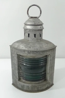 Vintage Maritime Boat Lantern Green Globe Ship Lamp - Изображение 1 из 4