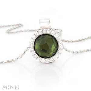 Collana ciondolo tormalina + diamante oro bianco 750/- 22 brillanti by Menze (21687) - Foto 1 di 9