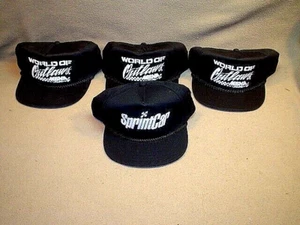 FOUR VTG WORLD OF OUTLAWS AND SPRINT CAR TRUCKER HATS~ALL SOLID BLACK~NEVER USED - Picture 1 of 8