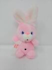Vtg Hi-Lo Pink Rabbit Plush Happy Easter Banner 7.5" Long Ears Blue Eyes 1983