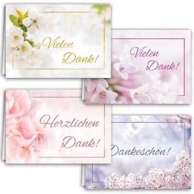 E&G KLASSE 12 Danksagungskarten Set "Blumige Dankbarkeit" mit Umschlägen in 4 Designs