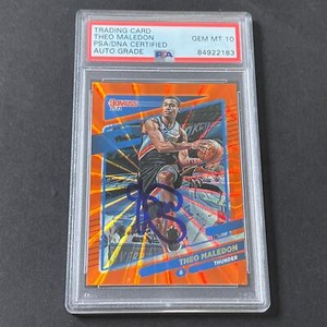 2021-22 Panini Donruss #47 Theo Maledon Signed Card AUTO 10 PSA Slabbed Thunder