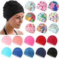 Free size Swimming Cap Sports Swim Pool Hat Elastic Nylon Turban for Men & Women