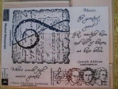 Набор из 4 резиновых штампов Stampin' Up! "Музыкальные ноты композиторы ""Музыкальная рукопись""" - Изображение 1 из 4