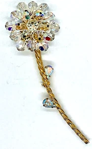 Alice Caviness Large 4 1/4" Crystal Flower Pin Dazzling Vintage Floral Brooch!! - Picture 1 of 10