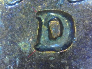 1950-D Lincoln Wheat Cent Penny Coin - RPM Repunched Mintmark - Error Inv#Z636 - Picture 1 of 3