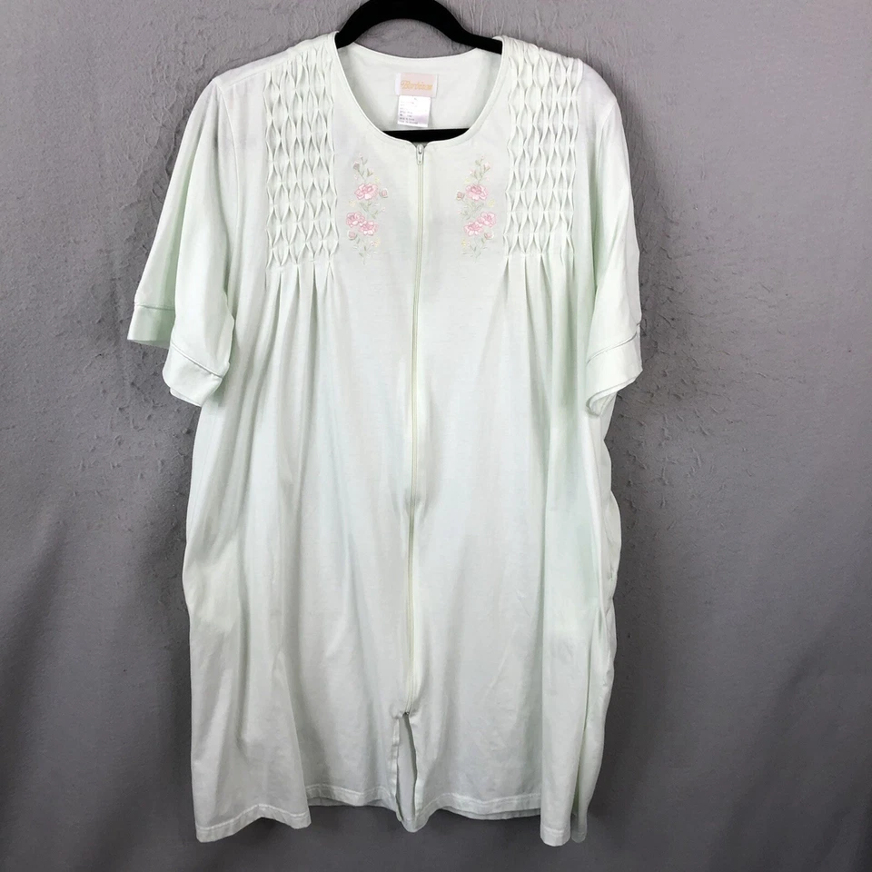 Vestido de día Barbizon Bata para mujer extra grande verde menta bordado canesú fruncido Foto 1 de 4