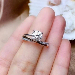 Eleganter Damenring 8*8 mm rund weiß AAA cz Band Verlobung Party Größe 6-10 - Bild 1 von 6