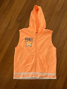 Justice Junior Girls Peach Dance Star Sleeveless Zippered Hoodie Size 18 - Picture 1 of 9