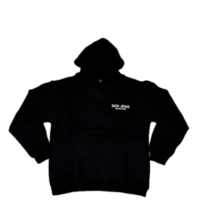 Seek Jesus Made by Heaven Unisex Hoodie Sizes Small and XL Black and White New - Picture 1 of 11