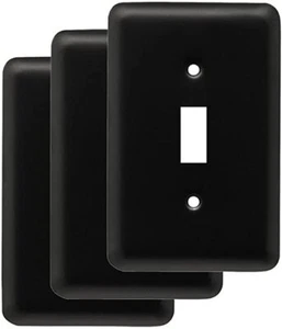 W10245V-FB Piastra di copertura interruttore singolo metallo stampato nero piatto confezione da 3 - Foto 1 di 2
