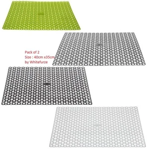 Pack of 2 Plastic 40x35cm Sink Protecting Dish Drying Drainer Mat Washing  - Picture 1 of 3