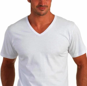 3 T-Shirt T-Shirts Man Map short Sleeve With V Neck IN Fresh Cotton Art. 3001 V - Picture 1 of 2