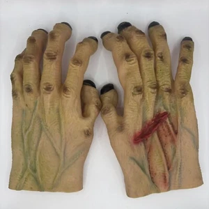 Costume Halloween Mani Guanti Mostro Frankenstein Uomo Lupo Unghie Nere - Foto 1 di 7