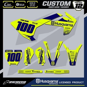 HUSQVARNA TC50 TC65 MOTOCROSS GRAPHICS PERSONALIZADO MX KIT DE GRÁFICOS 50 65 BLOQUES YEL/AZUL - Imagen 1 de 7