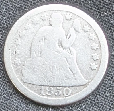 1850 Seated Liberty Dime Silver Good Coin - Image 1 of 2