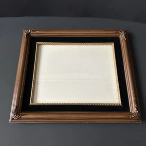 Vintage 8x10 Solid Wood Ornate Velvet Gold Border Picture Photo Frame Mexico - Picture 1 of 11