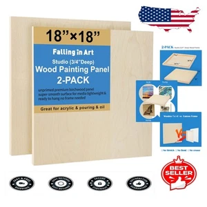 Durable Birch Wood Painting Panels 18x18 – Perfect for Artists and Crafters - Picture 1 of 8