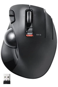 ELECOM Wireless Trackball Mouse EX-G Grip Ultimate 6 Buttons Black Japan - Afbeelding 1 van 9