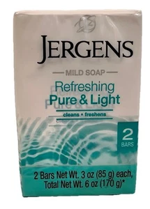 Jergens Mild Soap, Refreshing Pure And Light, 2 Bars 3 Oz ea. Ships ASAP New - Picture 1 of 13