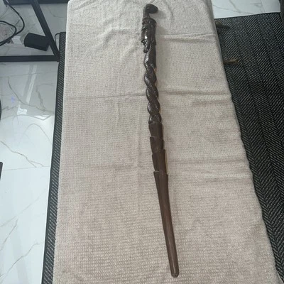 "Hombre jamaicano tallado en madera con pipa bastón hecho a mano 40"" de alto" Foto 1 de 4