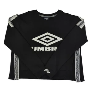 Umbro Womens Cropped Sweatshirt Size S Small Black Jumper Pullover Long Sleeve - Picture 1 of 4