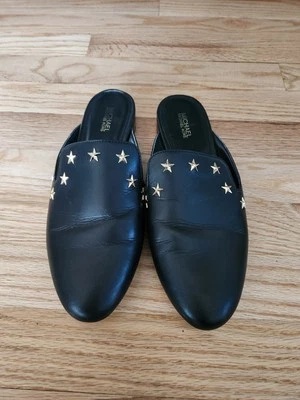 MICHAEL KORS NATHASA SLIDES MULES WOMEN SHOES SIZE 7.5 M BLACK LEATHER - Image 1 of 4