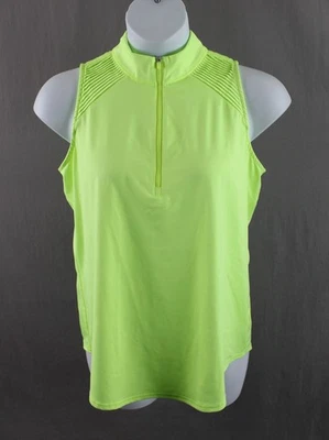 Женская рубашка Jofit Emma с вырезом неоново-зеленая 1/4 на молнии без рукавов топ XL - Изображение 1 из 4