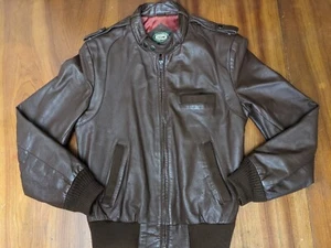 VTG Hill & Archer Aviator Bomber Jacket Men's Med/ Large 42 Brown Leather Lined - Picture 1 of 16
