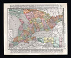 1895 Rand McNally Map Ontario Canada Toronto Niagara Falls London Great Lakes CA