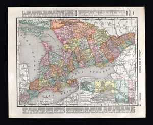 1895 Rand McNally Map Ontario Canada Toronto Niagara Falls London Great Lakes CA - Picture 1 of 2
