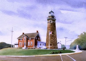 Fairport Harbor Lighthouse, Lake Erie, Grand River, Ohio. James Mann Art Prints - Picture 1 of 2