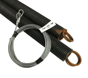 2 Orange Extension Springs 7' Door 25-42-70lb & Safety Cables Double Loop Garage - Picture 1 of 6