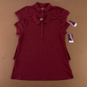 IZOD Girls Size XL (15) Burgundy Short Sleeve Uniform Stretch Polo 2 Pack NWT - Picture 1 of 9
