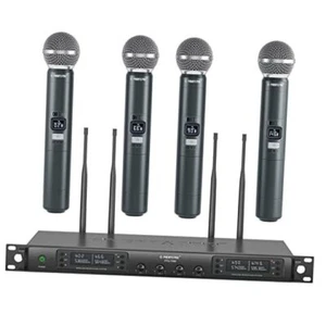 Wireless Microphone System, Quad Channel Wireless Mic, w/ 4x40 UHF - Picture 1 of 7