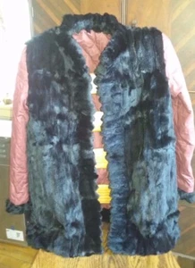 Stylish & Reversible Black Fur & Maroon Nylon Coat Jacket - Picture 1 of 4