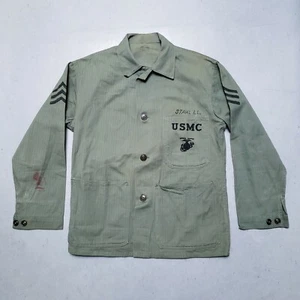 WW2 40s USMC P-41 HBT 3 Pocket Jacket Named Herringbone Twill Army RARE - Picture 1 of 5