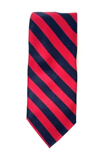 BRUNO PIATTELLI Men's 100% Silk Necktie- Red & Navy Striped - Picture 1 of 3