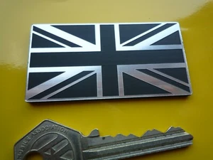 Union Jack Bike Car Van Black & Silver Acrylic Self Adhesive External Badge 2.5" - Picture 1 of 1