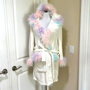 Pottery Barn Teen Unicorn Faux Fur Robe One Size - Picture 1 of 10