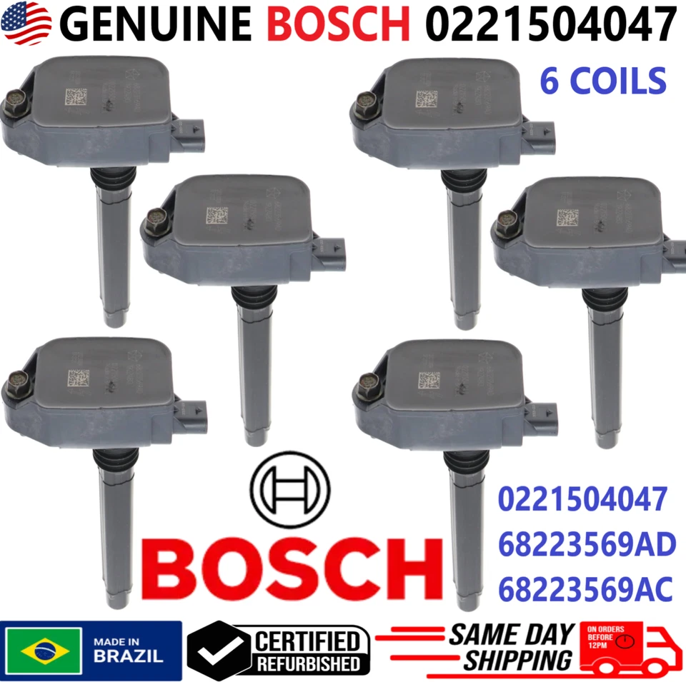 Bobinas de ignição genuínas Bosch para 2016-2024 Jeep Chrysler Dodge RAM, 0221504047 - Imagem 1 de 4
