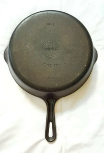 Antique Griswold No 8 Small Logo Grooved Handle Cast Iron Skillet 704 H - Picture 1 of 9