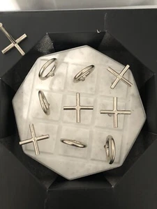 WHITE MARBLE TIC TAC TOE GAME - Picture 1 of 2